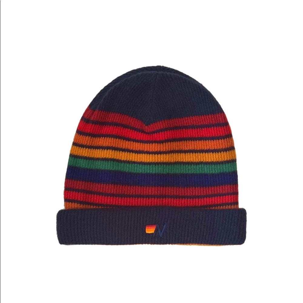 Aviator Nation Cashmere Rainbow Stripe Beanie
